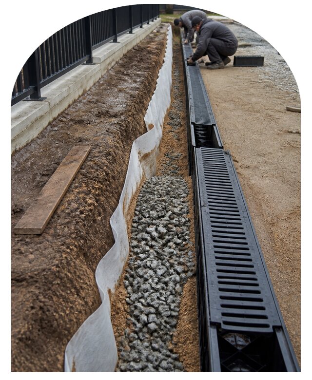 Устройство поверхностного дренажа участка под ключ в Камышине